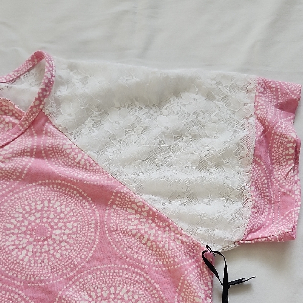 Joan Vass Pink and White Patterned Pajama Set - Picture 4 of 7